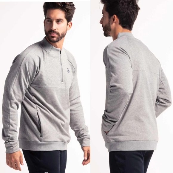 Virus Coolex Pullover Men's Gray Performance Fleece ¼ Zip Sweatshirt - Picture 1 of 13